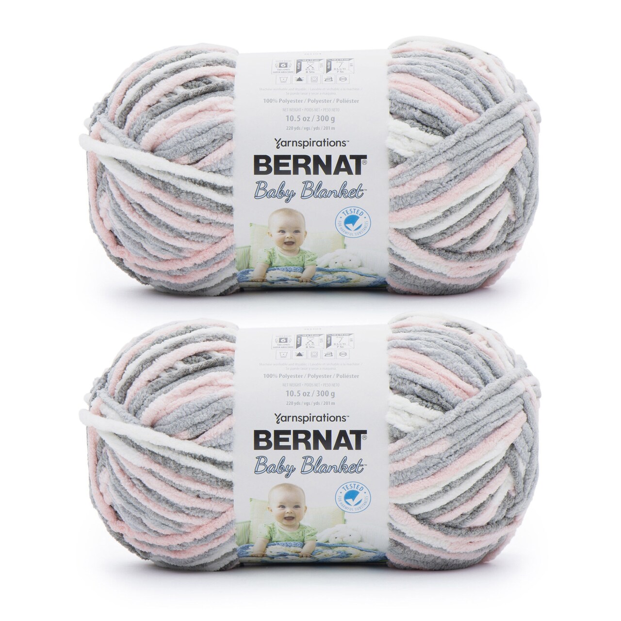 Bernat Baby Blanket Baby Grays Yarn - 2 Pack of 300g/10.5oz